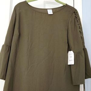 Olive green lace sleeve top